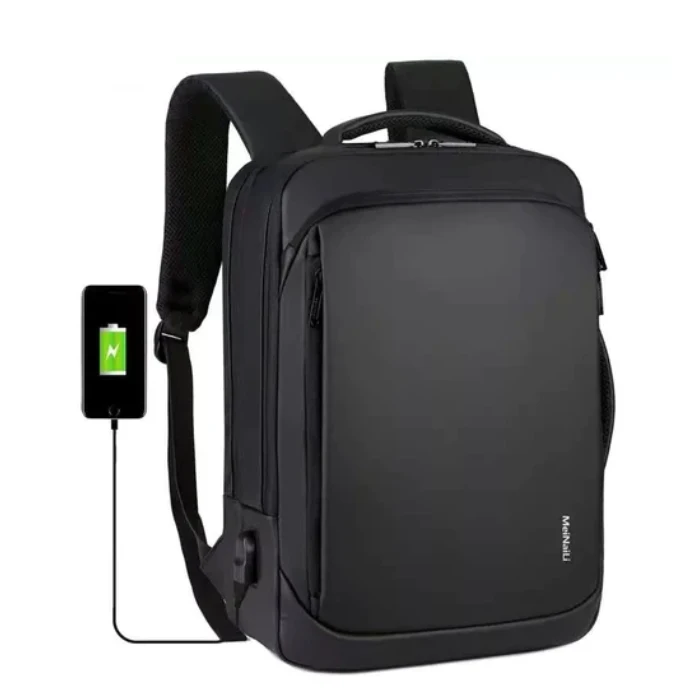 Meinaili 1901 15.6-inch Business Waterproof Laptop Backpack With USB Output  Black