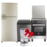 TOSHIBA Refrigerator 350L - SHARP Washing Machine Automatic 11 Kg - La Germania Cooker 4 Gas Burners + Gift TORNADO American Coffee Maker 1.25 L
