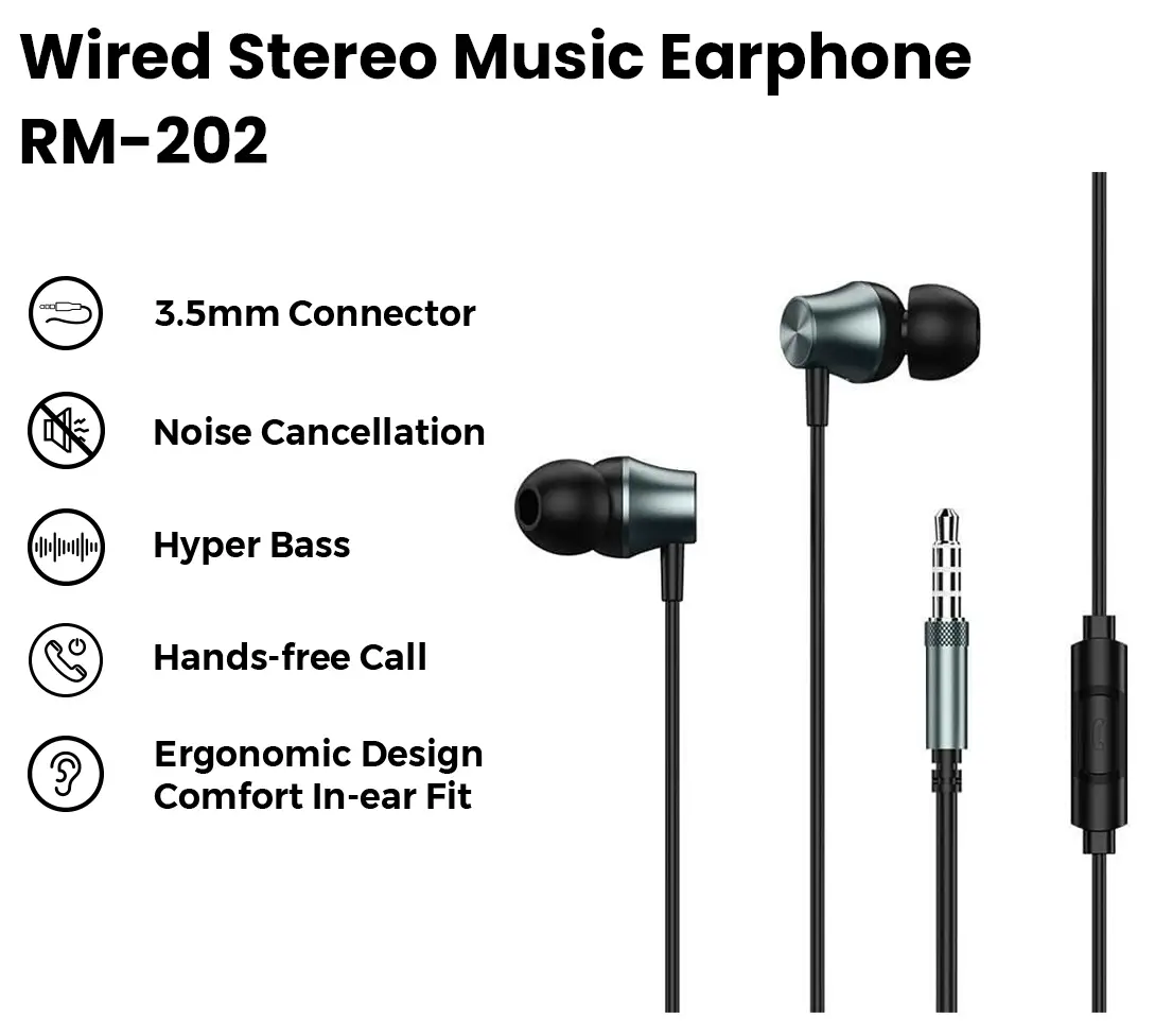 REMAX EarPhone RM-202 Black