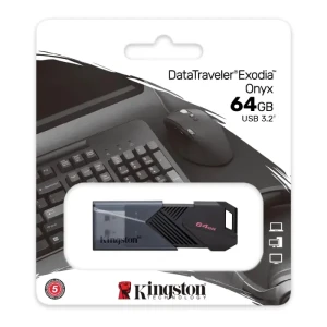 كينجستون فلاشة USB Data Traveler Exodia Onyx بسعة 64 جيجابايت، باللون الرمادي والأسود -  DTXON-64GB