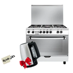 Fresh Jumbo Gas Cooker with Fan 5 Burners 90 cm Stainless 500008467 + Free Gift Tornado stainless Kettle 1.7L