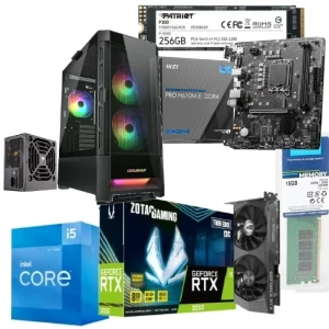 PC Gaming Bundle Intel Ci5-12400F, MSI PRO H610M-E Motherboard, GeForce RTX 3050 8GB, 16GB RAM, 256GB SSD,  Cougar 3 Fan RGB Case+ PSU 650W