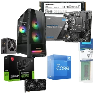 PC Gaming Bundle Intel Ci5-12400F, MSI PRO H610M-E Motherboard, GeForce RTX 4060 8GB, 16GB RAM, 256GB SSD,  Cougar 3 Fan RGB Case+ PSU 650W