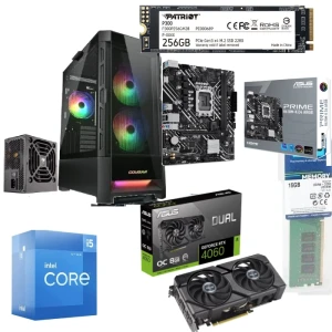 PC Gaming Bundle Intel Ci5-12400F, Asus PRIME H610M-K D4 Motherboard, Asus GeForce RTX 4060 8GB, 16GB RAM, 256GB SSD,  Cougar 3 Fan RGB Case+ PSU 650W