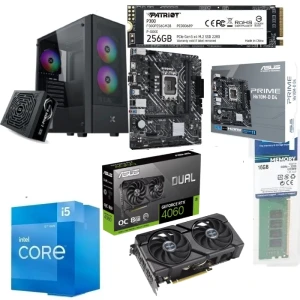 PC Gaming Bundle Intel Ci5-12400F, ASUS Prime H610M-D D4 Motherboard, RTX 4060 8GB, 16GB RAM, 256GB SSD, XIGMATEK Hero II FRGB Case + 600W Power