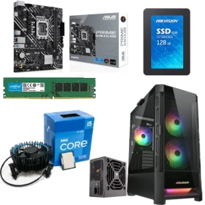 PC Gaming Bundle Intel Ci5-12400+Fan, Asus PRIME H610M-K D4 Motherboard, 16GB RAM, 128GB SSD Cougar DUO Face 3 Fan RGB Gaming Case+ PSU VTE X2 650W