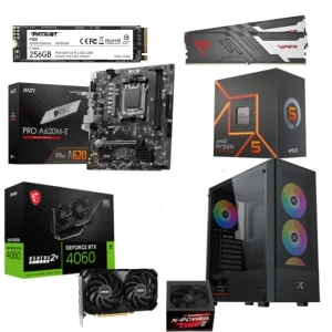 PC Gaming Bundle AMD Ryzen 5 7600, MSI PRO A620M-E Motherboard, MSI RTX 4060 8GB, 16GB RAM 256GB SSD, XIGMATEK Hero II Air FRGB Gaming Case +750W 80+