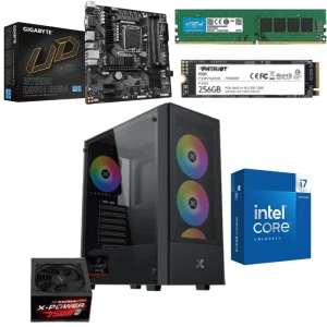 PC Gaming Bundle Intel Ci7-14700, GIGABYTE B760M DS3H Motherboard, 16GB RAM 256GB SSD, XIGMATEK Hero II Air FRGB Gaming Case + X-Power 750W 80+