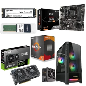 PC Gaming Bundle AMD RYZEN 5 5600X, MSI B450M PRO Motherboard, RTX 4060 EVO 8GB, 16GB RAM 256GB SSD, Cougar DUOFACE 3 FAN RGB Case + power VTE X2 650W