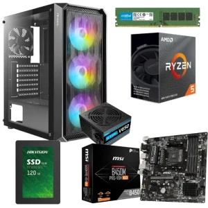 PC Gaming Bundle AMD Ryzen 5 5600G Box Processor MSI Motherboard 8GB RAM 120GB SSD Antec NX292 Gaming Case+ Atom PSU V650