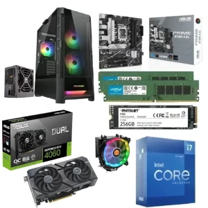 PC Gaming Bundle Intel Ci7-12700KF, Asus Prime B760M-A-D4, RTX 4060 EVO 8GB, 32GB RAM, 256GB SSD, Cougar Gaming Case+ PSU VTE X2 650W, CPU ARGB Cooler