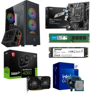 PC Gaming Bundle Intel Ci7-14700F, MSI PRO B760M-E Motherboard, RTX 4060 2X 8GB OC, 16GB RAM, 256GB SSD, XIGMATEK Hero Air Gaming Case + PSU 750W