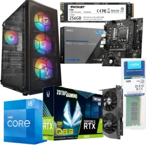 PC Gaming Bundle Intel Ci5-12400F, MSI PRO H610M-G Motherboard, GeForce RTX 3050 8GB, 16GB RAM, 256GB SSD, Mesh RGB Fan Case