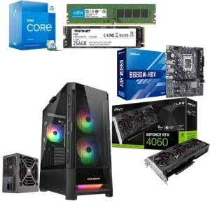 PC Gaming Bundle Intel Ci5-13400F ASRock B660M-HDV RTX 4060 8GB XLR8 Gaming 16GB RAM 256GB SSD Cougar DuoFace 3 RGB Gaming Case + VTE X2 650W PSU