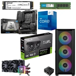 PC Gaming Bundle Intel Ci7-13700k MSI MAG Z790 , RTX 4070 EVO 12GB, 32GB RAM 256GB SSD, Cougar Cooling, XIGMATEK ANUBIS Gaming Case + 750W PSU