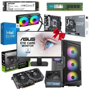 PC Gaming Bundle Intel Ci5 14600K Asus PRIME B760M-K D4, RTX 4060 Ti 16GB, 32GB RAM 256GB SSD, Waterwheel Cooling, Antec ARGB Gaming Case + 750W PSU