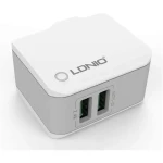 LDNIO A2203 Travel Fast Charger with 2 USB Ports and Lightning Cable