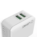 LDNIO A2203 Travel Fast Charger with 2 USB Ports and Lightning Cable