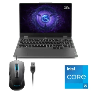 Lenovo LOQ 15IAX9 Gaming Laptop Intel Ci5-12450HX 12GB RAM 512GB SSD RTX 2050 4GB 15.6” FHD 144Hz Win11, Luna Grey + Mouse - 83GS00FJED