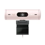 Logitech Webcam Brio 500 Full HD 1080p webcam with light correction, auto-framing, and Show Mode Rose 960-001421