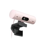 Logitech Webcam Brio 500 Full HD 1080p webcam with light correction, auto-framing, and Show Mode Rose 960-001421