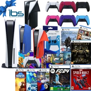 Sony PlayStation 5 CD version Console +  15 Online Games FREE, Console Silicone Case, Dual sense Silicone case and Extra Color Dual Sense IBS Warranty