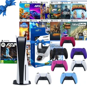 Sony PlayStation 5 CD version Console +  15 Online Games FREE, Dual Sense Charger Dock and Extra Color Dual Sense