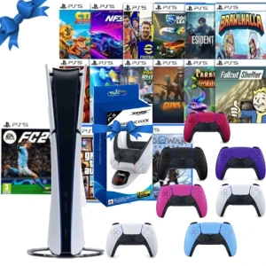 Playstation 5 Digital Edition Silm Console Dual Sense Controller +  15 Online Games FREE, Dual Sense Charger Dock and Extra Color Dual Sense