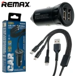 Remax RCC236 Vanguard Series Car Charger 2 Usb With 3-in-1 Cable 2.4A  - 14 Day Warranty