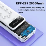 Remax RPP-297 Lefen Series 2.1A Cabled 20000 mAh Power bank with suction Cups - White