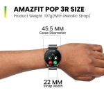 ساعة ذكية امازفيت Amazfit Pop 3R شاشة اموليد مقاس 1.43 بوصة سمارت واتش مقاومة للماء IP68 - أسود