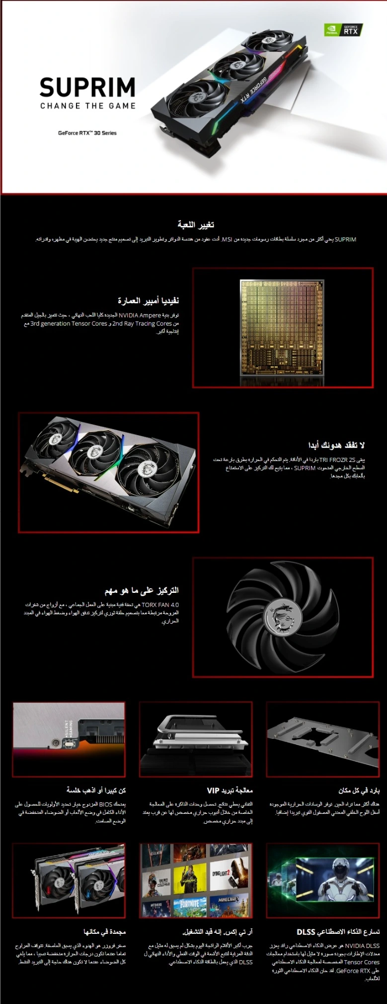 MSI GeForce RTX 3080 Ti SUPRIM X 12G Gaming Graphics Card-مواصفات