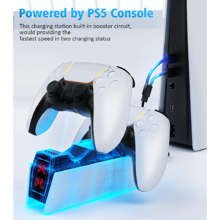  NexiGo PS5 Accessories Cooling Stand with LED Lighting Fans and  Dual Controller Charger Station for Playstation 5 Console, Upgraded  Multifunctional Stand with Charging Dock, 10 Game Slots, White : Video Games